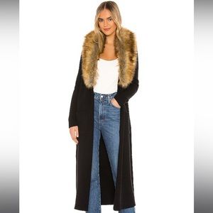 Show Me Your Mumu Black Lombardi Cardigan with Fur Collar